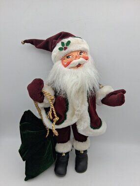 2005 Jinglebell Santa Claus 15" Annalee Doll Vintage Christmas Decor Green Bag